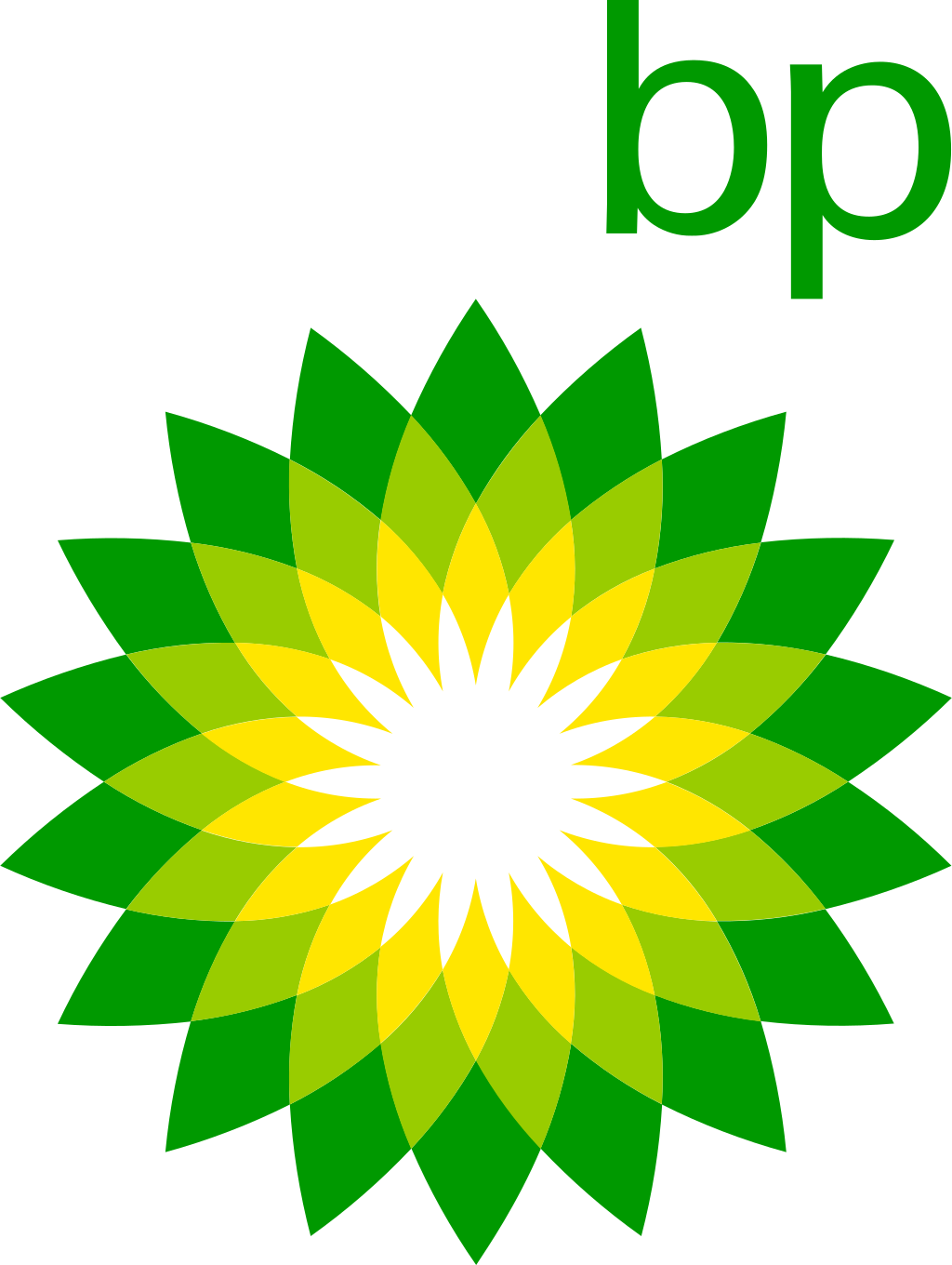BP logo featuring a green and yellow stylized sunflower with lowercase green letters 'bp' above the flower.