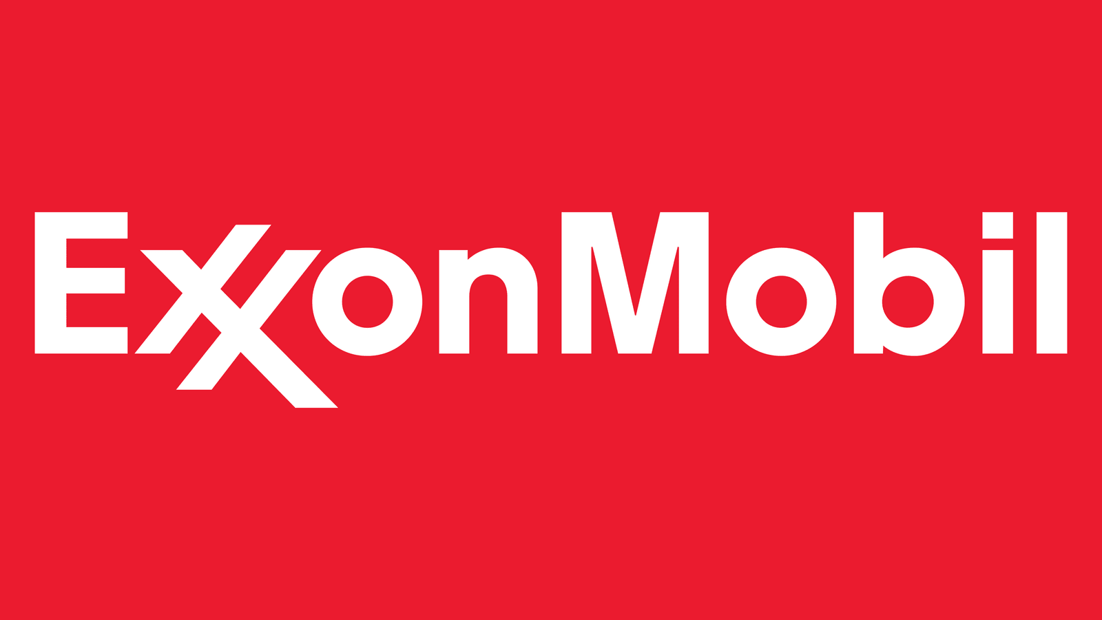 ExxonMobil wordmark logo in white on a red background.
